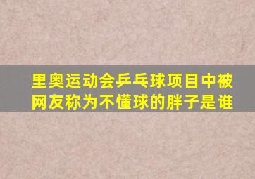 里奥运动会乒乓球项目中被网友称为不懂球的胖子是谁